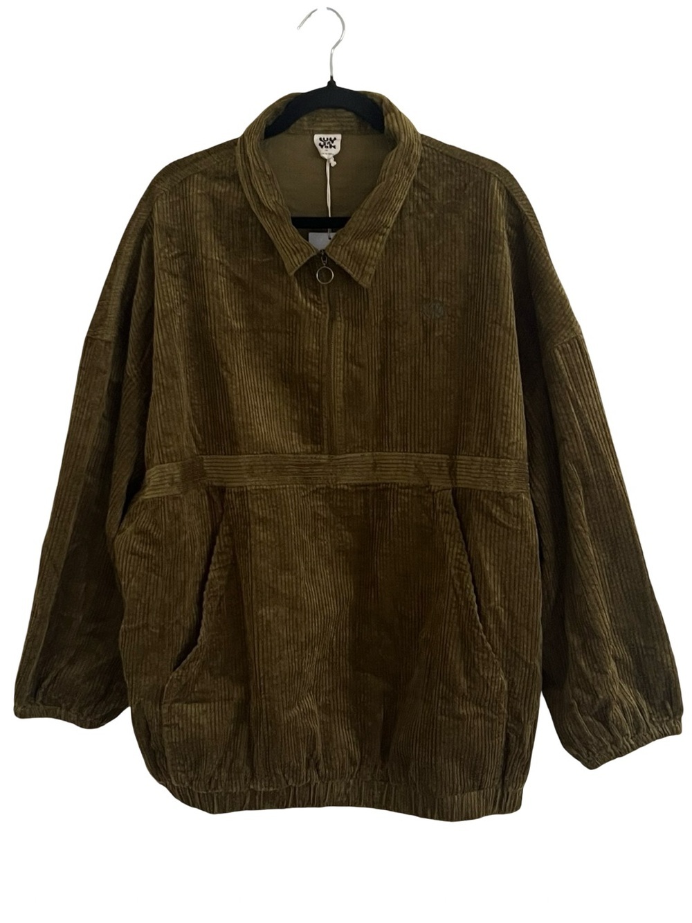 Lucy & Yak Green Hiezu Corduroy 1/4 Zip Pullover Jacket inFir Green NWT XL